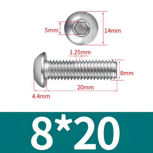 Viti a testa cilindrica M2 M2,5 M3 M4 M5 M6 M8 M10 ISK acciaio inox A4 V4A DIN ISO 7380 - Foto 88 di 111
