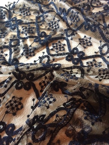 Black Cotton Embroy On Nude Fabric Slight Stretch 135cm(w)- Bridal, Clothing