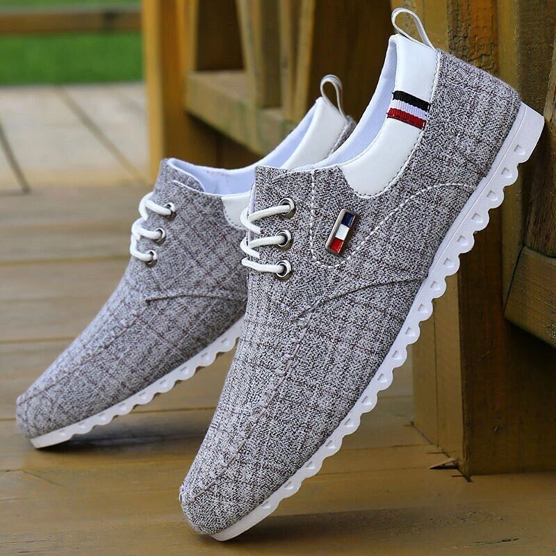 Men old beijing style canvas breathable lace up casual driving top shoes