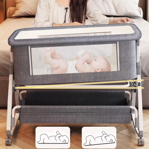 3 in1 Beistellbett Baby Reisebett Babybett Höhenverstellbar Kinderbett Bassinet - Bild 9 von 32