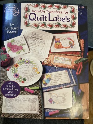 Vtg ASN Color Your Own Iron-On Transfers Quilt Labels Barbara Baatz #4188