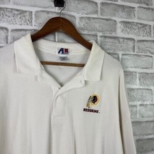 Washington Redskins 90s Single Stitch Pure White Collared Polo Shirt Mens XL