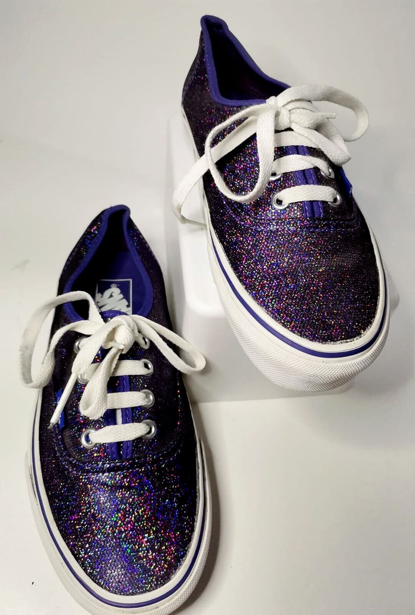 IRIDESCENT Sparkly Holographic Dark Purple Vans Size US WOMEN