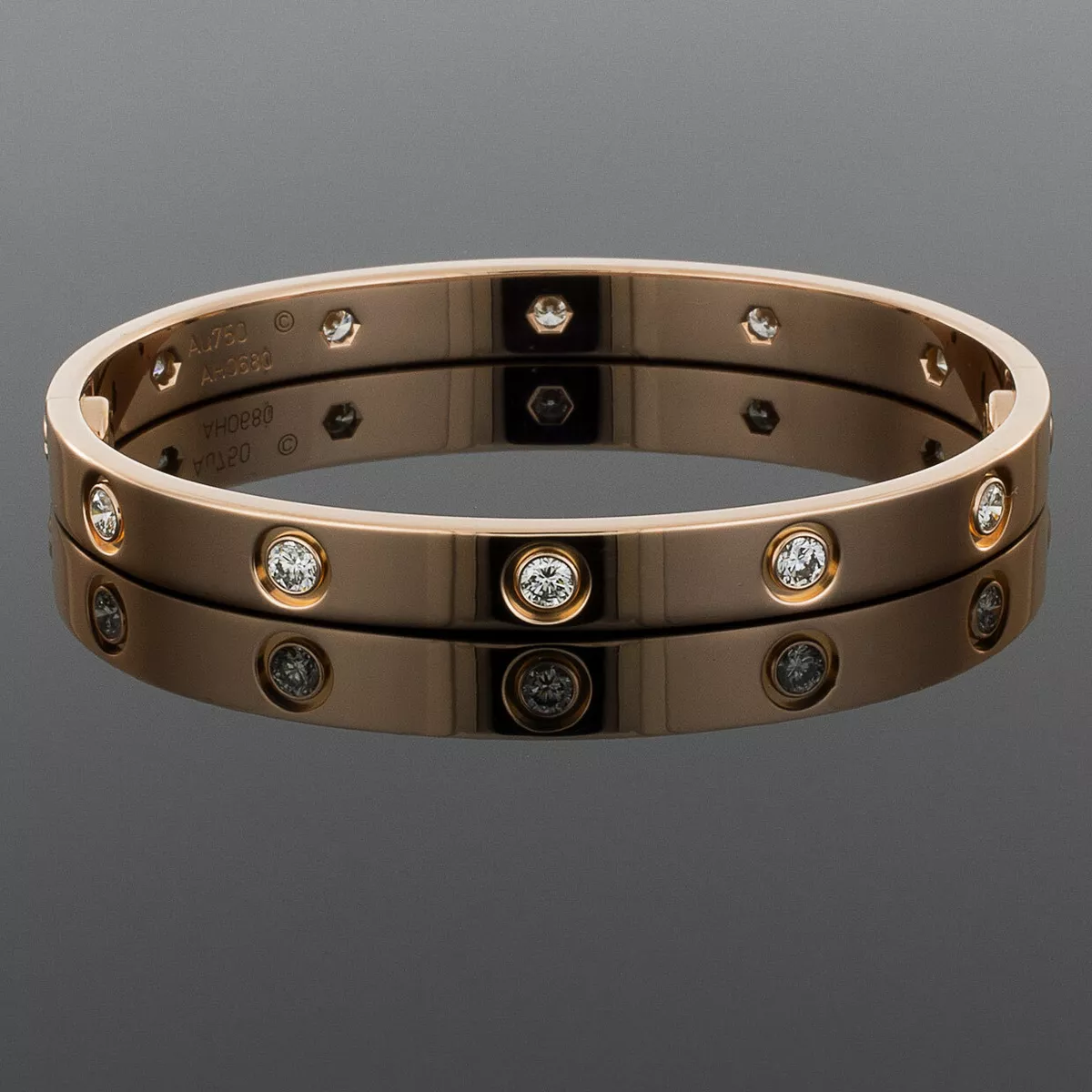 Cartier Diamond Love Bracelet Bangle 18K 0.96ctw Rose Gold eBay
