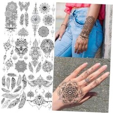 6 Pieces/Lot Unique Black Henna Temporary Tattoo Stickers For Adults Women