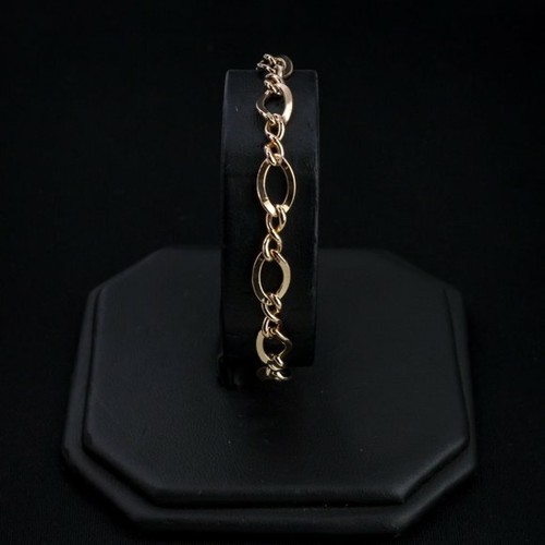 Vintage 10k Yellow Gold Twisted Infinity Oval Figaro Link Chain Bracelet - Picture 5 of 6