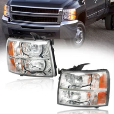 Pair For Chevy Silverado 07-13 1500 2500 3500 Halogen Type Projector Headlights