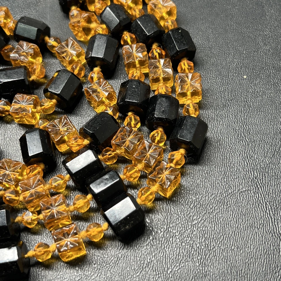 "Collar de cuentas de ónix facetado ámbar báltico pepitas 28""" Foto 4 de 4