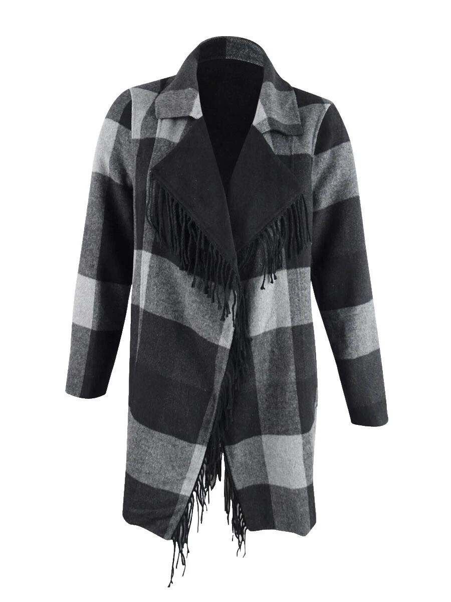 Pea Coat negro con rayas abrigos, chaquetas y chalecos para Mujeres