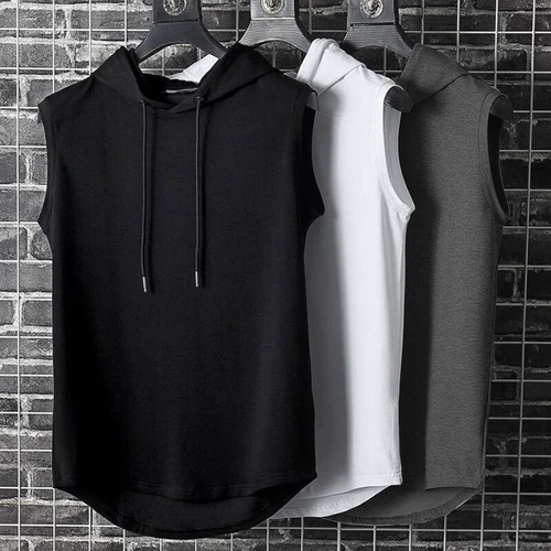 Hot Men Sleeveless Hoodie Hooded Sweatshirt Tank Tops Gym Fitness Sport Vest - Picture 1 of 16