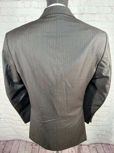 BACHRACH Mens Brown Stripe Soft ITALIAN Wool 2 Piece Suit 40S Jacket 31/29 Pant - Picture 5 of 12