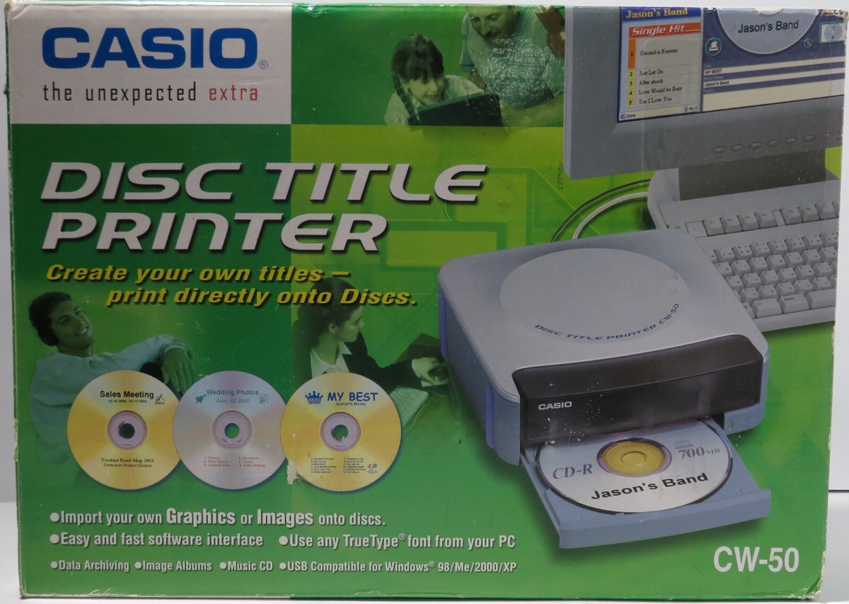 Casio CW-50 CD/DVD Disc Title Printer | Open Box | w/ Ink