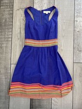 EUC Staring at Stars Urban Outfitters linen cut out back blanket stripe dress S