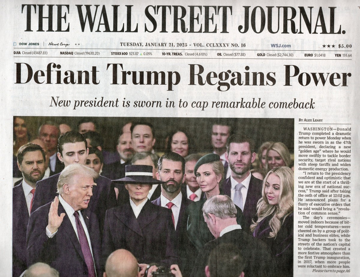 sk　「僕の夢はカーボーイ」　「TRUMP」　「Newspaper」 THE WALL STREET JOURNAL Newspaper January 21 2025 President Donald
