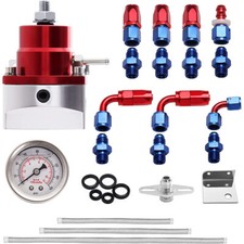 Adjustable Fuel Pressure Regulator Kit Oil 0-100psi Gauge -6an Blue Red Adjustable Fuel Pressure Regulator Kit Oil 0-100psi Gauge -6an Blue Red