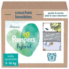 💚🌿Couches lavables Pampers Hybrid – ajustable 3-16 kg -Confort & Écologie♻️ 🌍