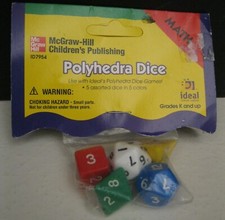 McGRAW-HILL CHILDREN'S PUBLISHING POLYHEDRA DICE BRAND NEW   LOT 0F 5 ASSORTED