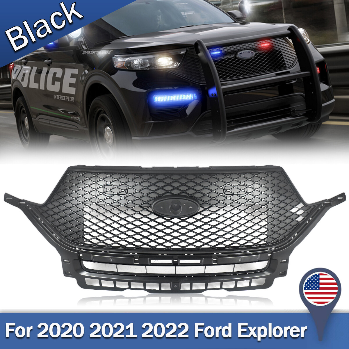 FOR 2020-2022 FORD EXPLORER POLICE INTERCEPTOR FRONT UPPER GRILLE