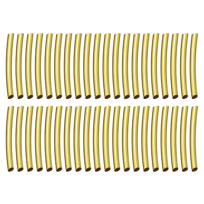 220Pcs 2x20mm Brass Curved Tube Beads, Noodles Spacer