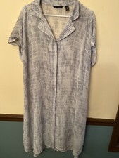 Halston Cloudy Day Gray Printed Button Up Semi Sheer Shirt Dress Short Sleeve