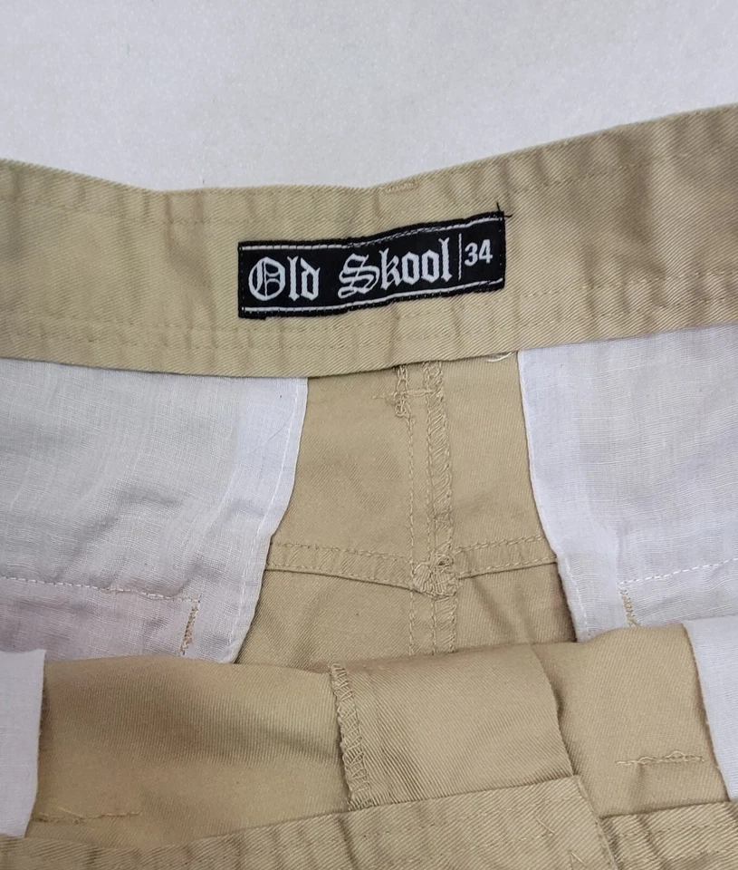 Pantalones Cortos de Carga Old Skool Para Hombres 34 Beige Caqui Patinador Sueltos Y2K Aire Libre Elastizados Foto 4 de 4