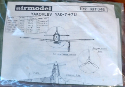 1:72 Yakolev Yak-7 +7U   Airmodel Vacukit  Extrem selten!