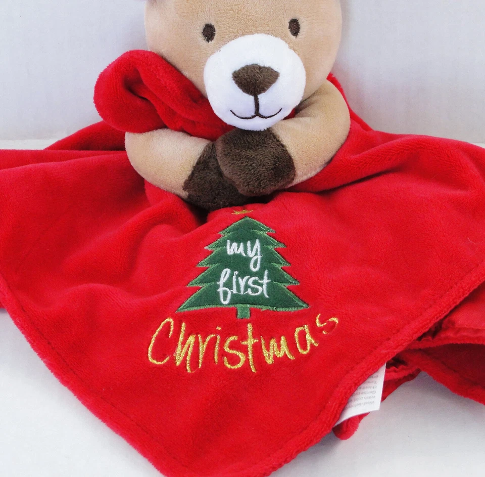 Красное милое плюшевое защитное одеяло с оленями Baby Starters My First Christmas Reindeer - Изображение 3 из 4