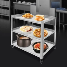 3 Tier Kitchen Trolley Cart Utility Serving Storage Rolling Cart Stainless Steel