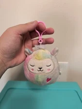 Leslia the Rainbow Llama Squishmallows Clip (Keychain) 3.5" Stuffed Animal/Plush
