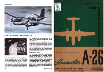 Douglas A-26 A Invader 1945 & 1966 Archiv seltene Details 2 PDF Handbücher historisch