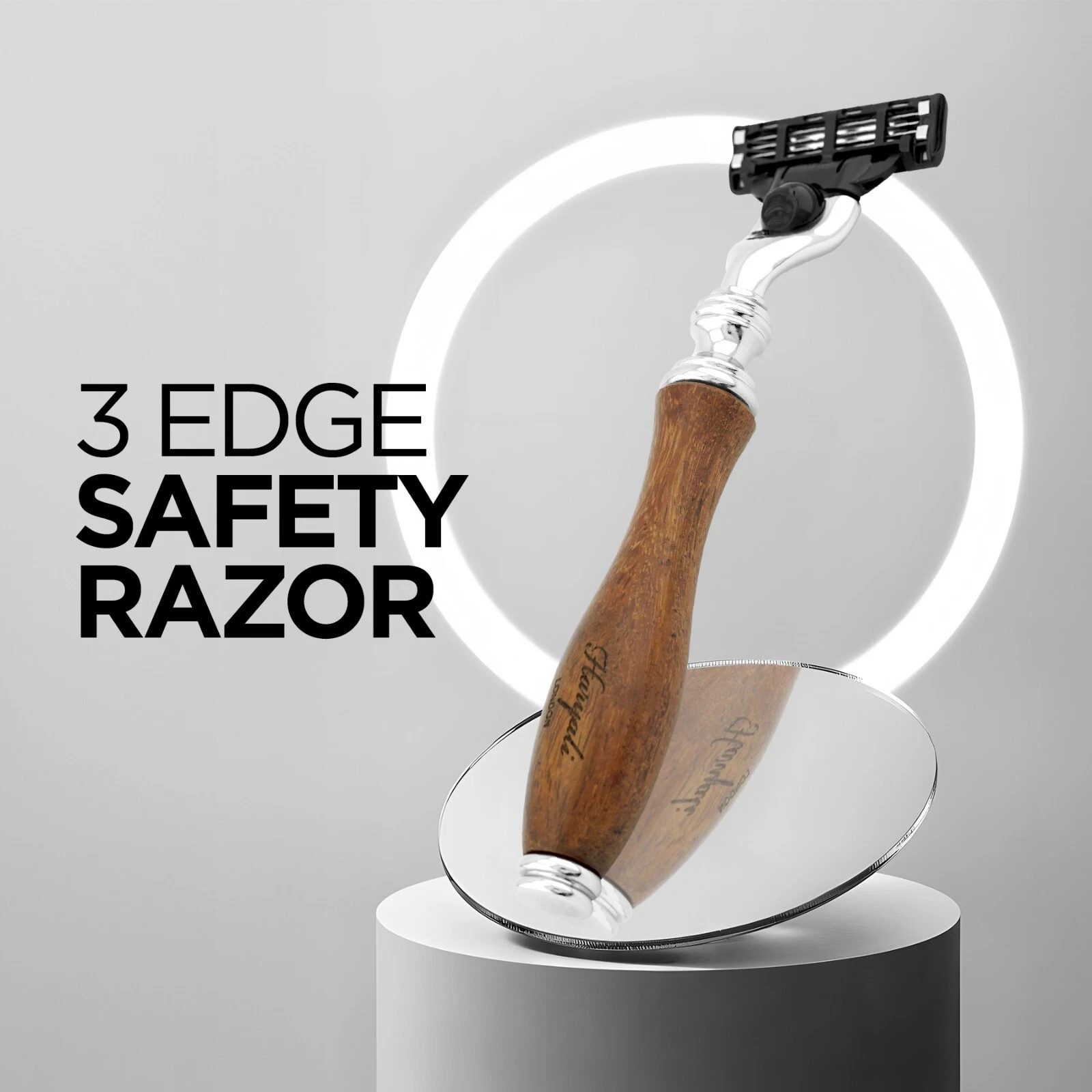 3 Edge Razor for Men, Women's Razor, Ergonomic Men's Razor, Wooden Face Razor - Picture 6 of 9