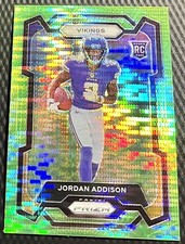 2023 Panini Prizm Jordan Addison Vikings Green Pulsar Prizm Rookie Card #368