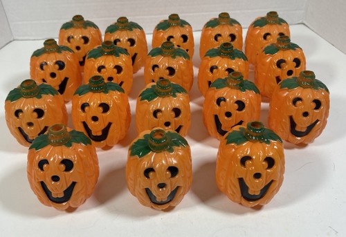 18 Vintage Jack O Laterne Kürbis Blasform Kunststoff Lichterkette Abdeckungen 3" - Bild 1 von 10