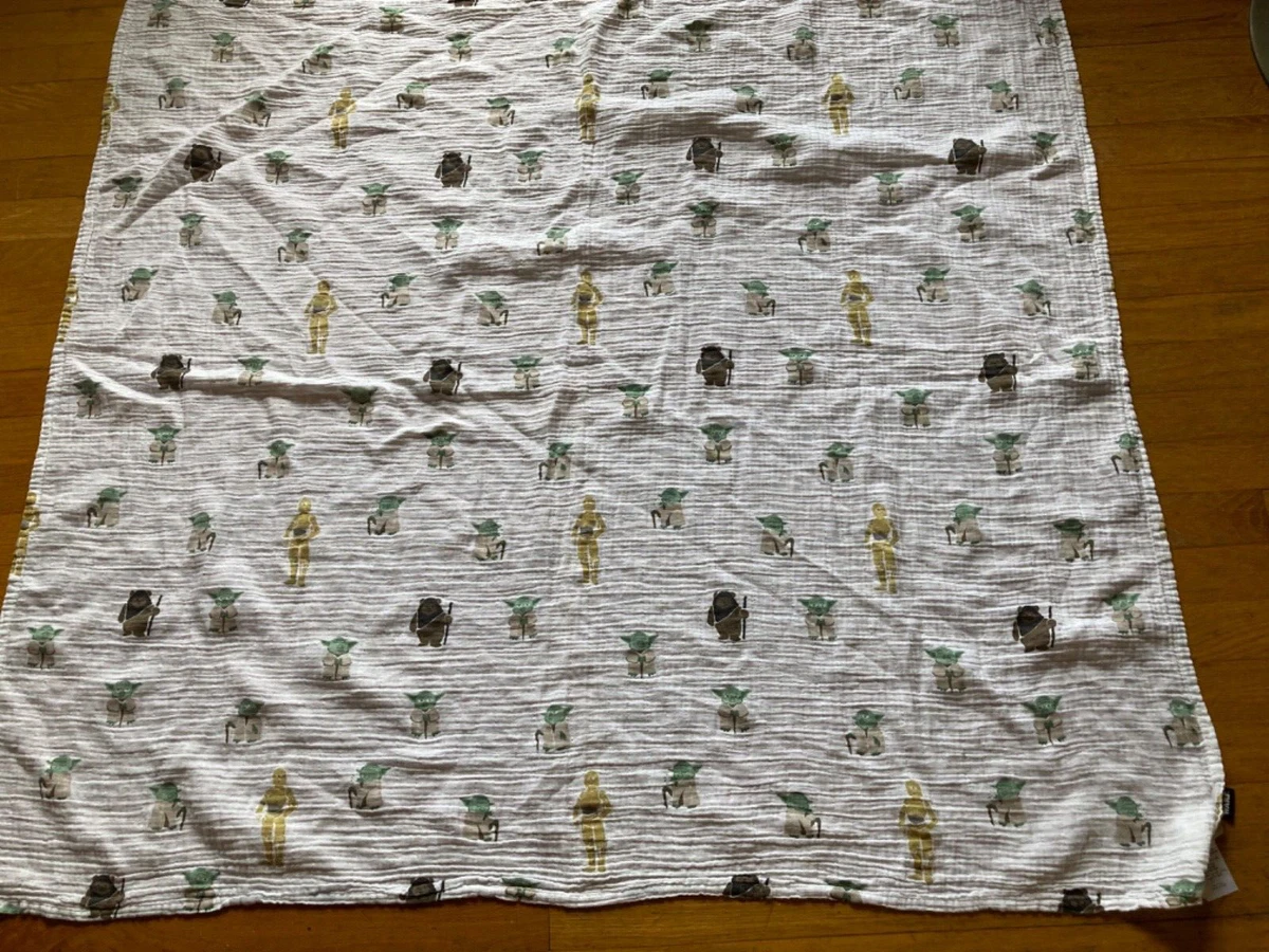 Pottery Barn Kids Star Wars Yoda Ewok Swaddling Organic Cotton Swaddle Blanket