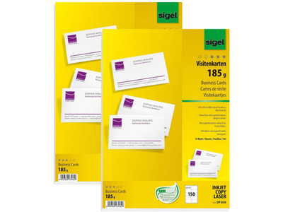 2 x Sigel Visitenkarten 85 x 55 mm 185 g/qm 150 Stück hochweiß matt DP830