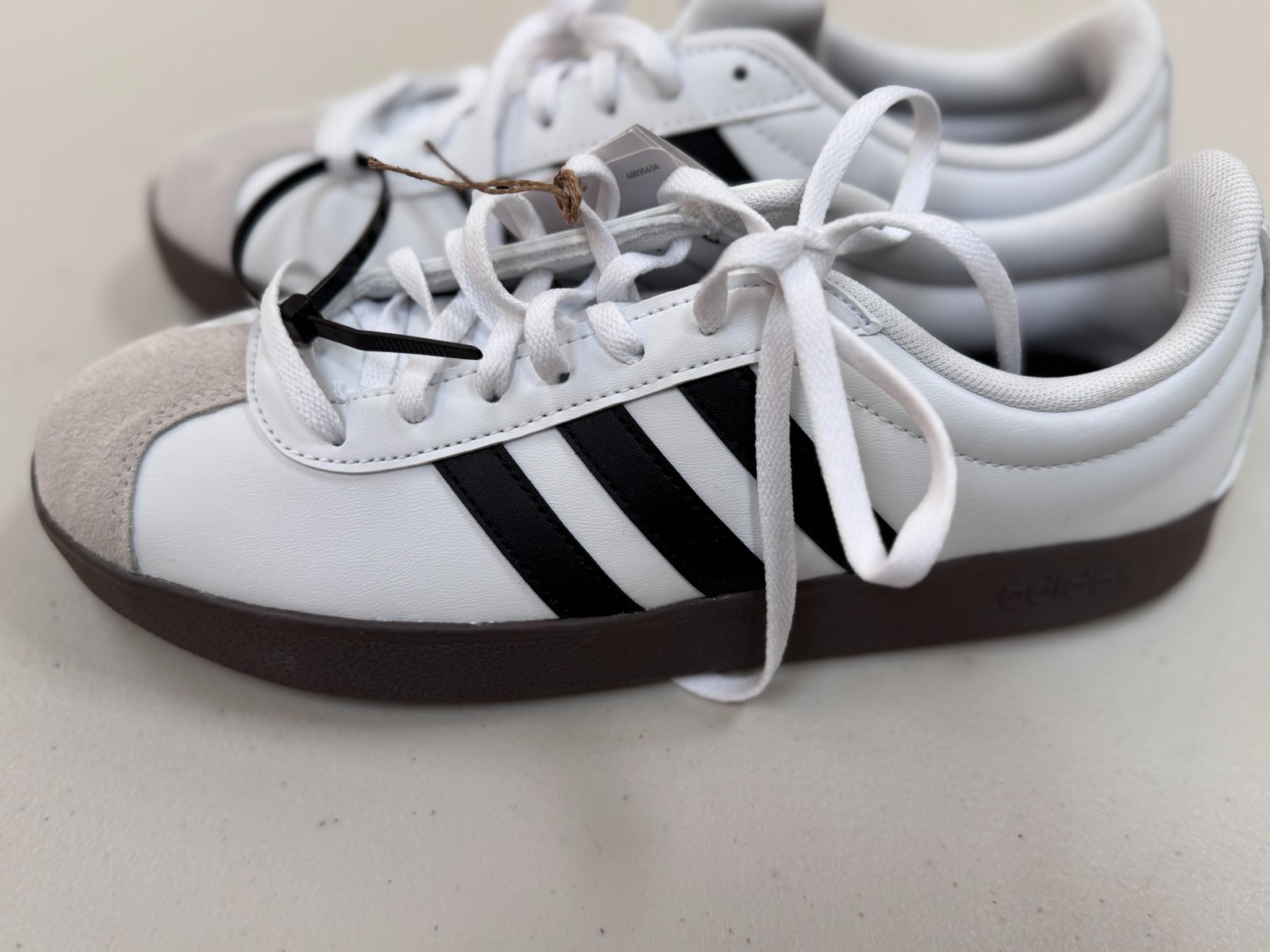 Adidas VL Court Base Trainers UK 6 EU 39.3 White Black Gum ID3714 Retro Shoes image 2