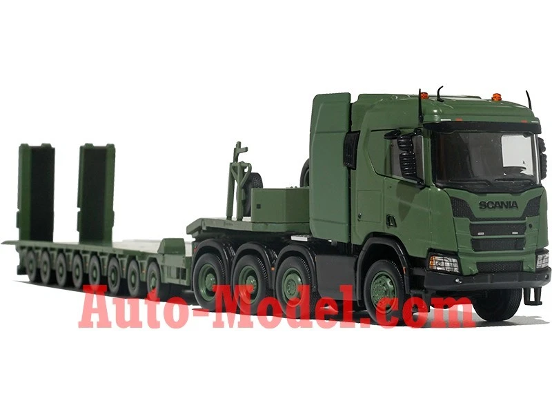 1:64 Masdi Scania R650 with Eight-Axle Semi Low Trailer Green | eBay