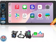 Single DIN Car Stereo Radio with Wireless Apple CarPlay and Android Auto, 6.9