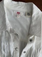 Levi’s White Fringe Shirt Cowboy Cowgirl Western Shirt Size Small Button Down