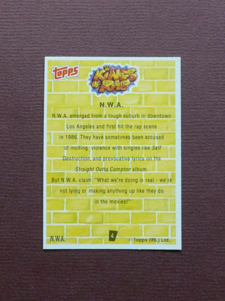 1991 Topps - Kings of Rap - NWA N.W.A EAZY-E - #4 Rookie RC - Image 3 of 4