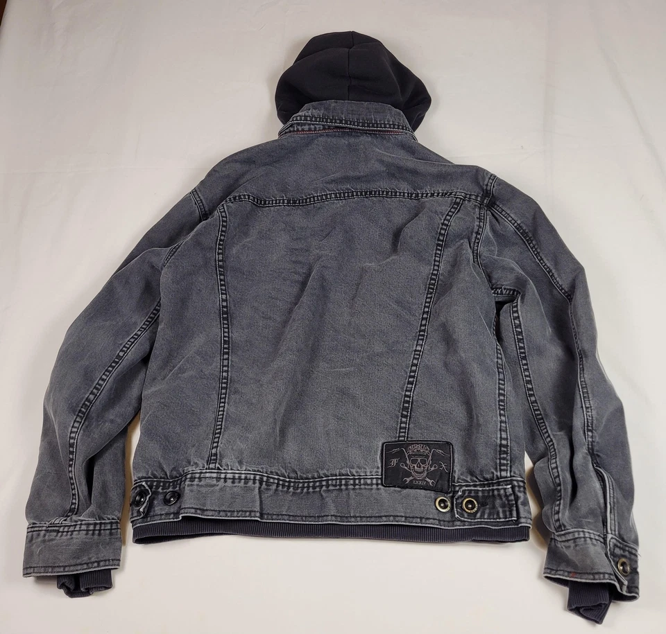 Chaqueta de mezclilla Fox Racing vintage para hombre L negra con capucha camionero forrada de lana Moto Foto 3 de 4