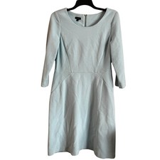 Talbots Ribbed Dress Knee Length 3/4 Sleeves Blue Size 12 Party Cocktail Cotton