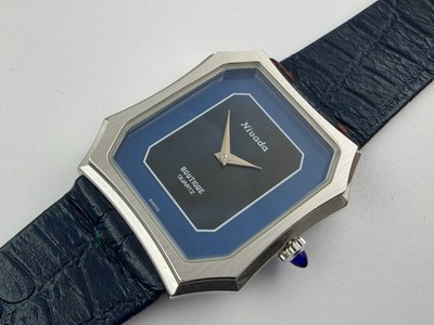 Vintage NIVADA 40078 Boutique NOS Quartz Two Tone Blue Dial SERVICED - 28 mm