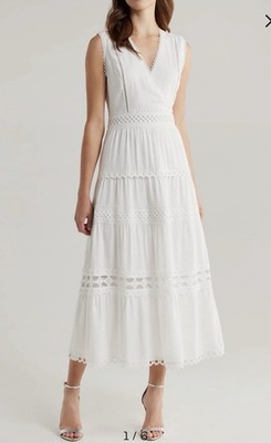 Adelyn Rae Roxy Lace Trim Maxi Dress White Women s Size Small NWT Nordstrom  