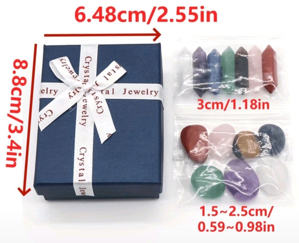 14pcs Chakra Healing Crystal Stones Set - Meditation, Reiki, Gift Box ...