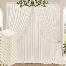 50ft x 10ft Wrinkle Free Ivory Backdrop Curtains for 50ftx10ft,