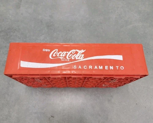 Vintage COCA COLA Red Plastic 6-Pack Bottle Case / Crate Sacramento