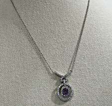 Vintage silver tone, purple crystal and crystals necklace