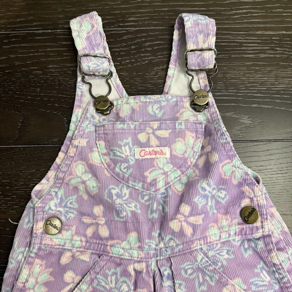 Mono de pana vintage Carter’s Girls estampado de lazo púrpura 9-12 meses *Ver notas Foto 2 de 4