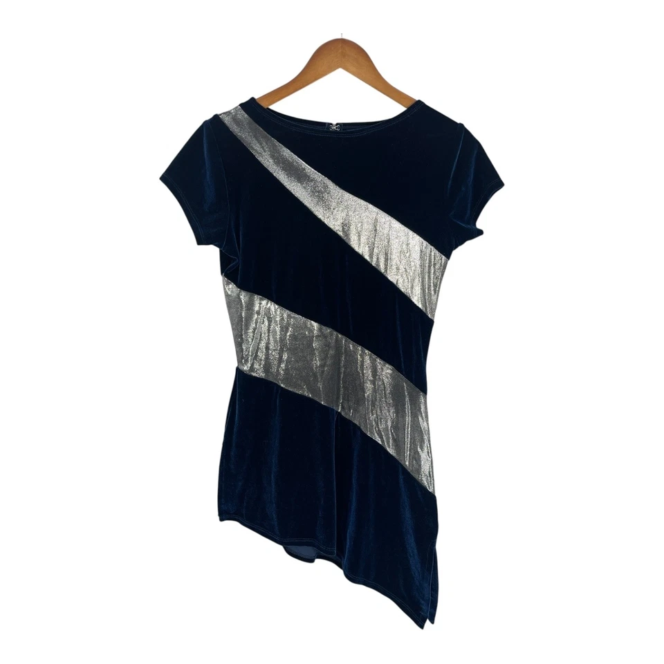 Винтажная женская бархатная туника Algy размер L танец 90-е диско лихорадка блестящая асимметричная - Изображение 3 из 4